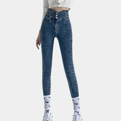 Idalia - Hoge Taille Jeans - Flatterende Snit - Voor Dames - Seizoensgebonden Mode