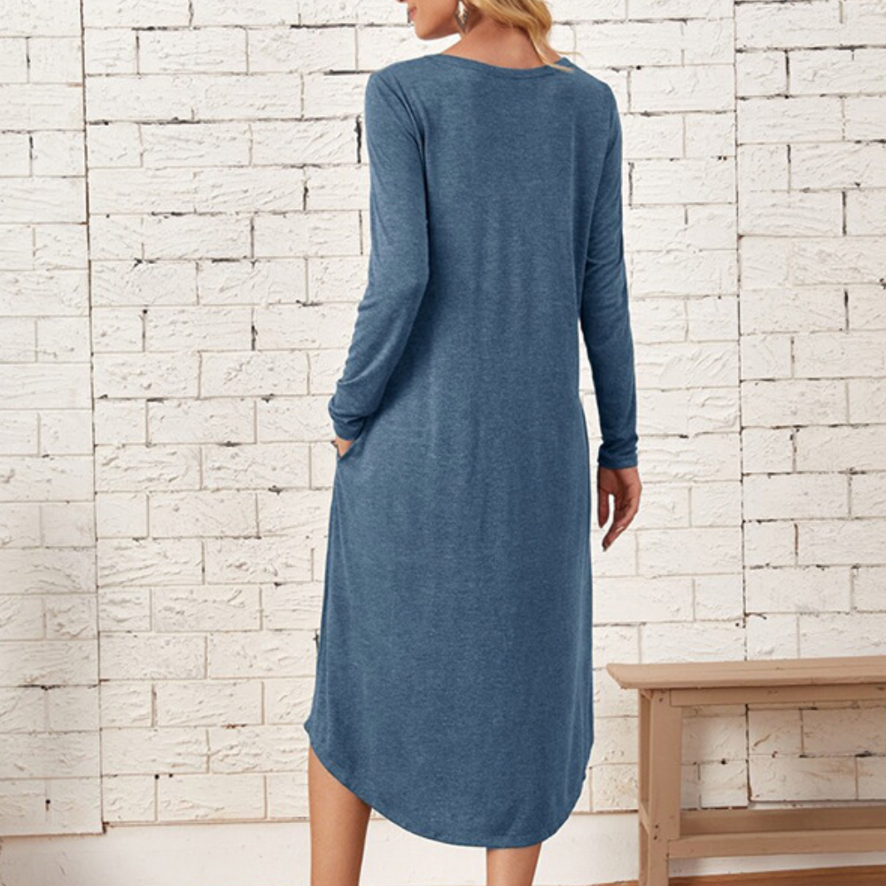 Lotte - Stijlvolle Lange Mouwen Jurk - Comfortabele Pasvorm - Voor Dames - Voor Zomer en Lente