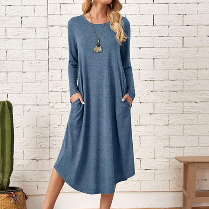 Lotte - Stijlvolle Lange Mouwen Jurk - Comfortabele Pasvorm - Voor Dames - Voor Zomer en Lente