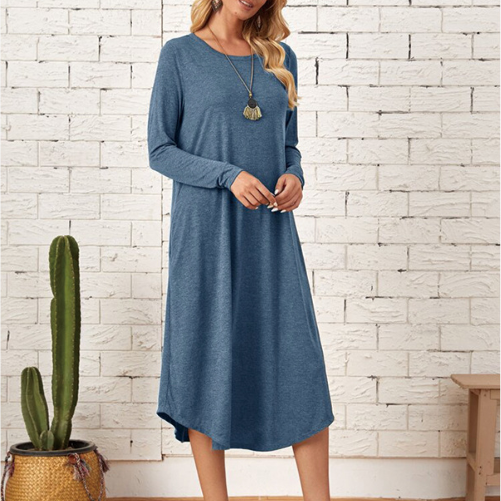 Lotte - Stijlvolle Lange Mouwen Jurk - Comfortabele Pasvorm - Voor Dames - Voor Zomer en Lente