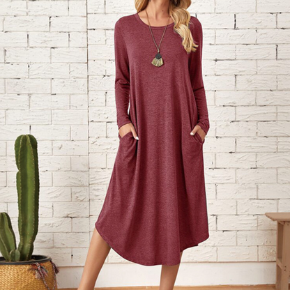 Lotte - Stijlvolle Lange Mouwen Jurk - Comfortabele Pasvorm - Voor Dames - Voor Zomer en Lente