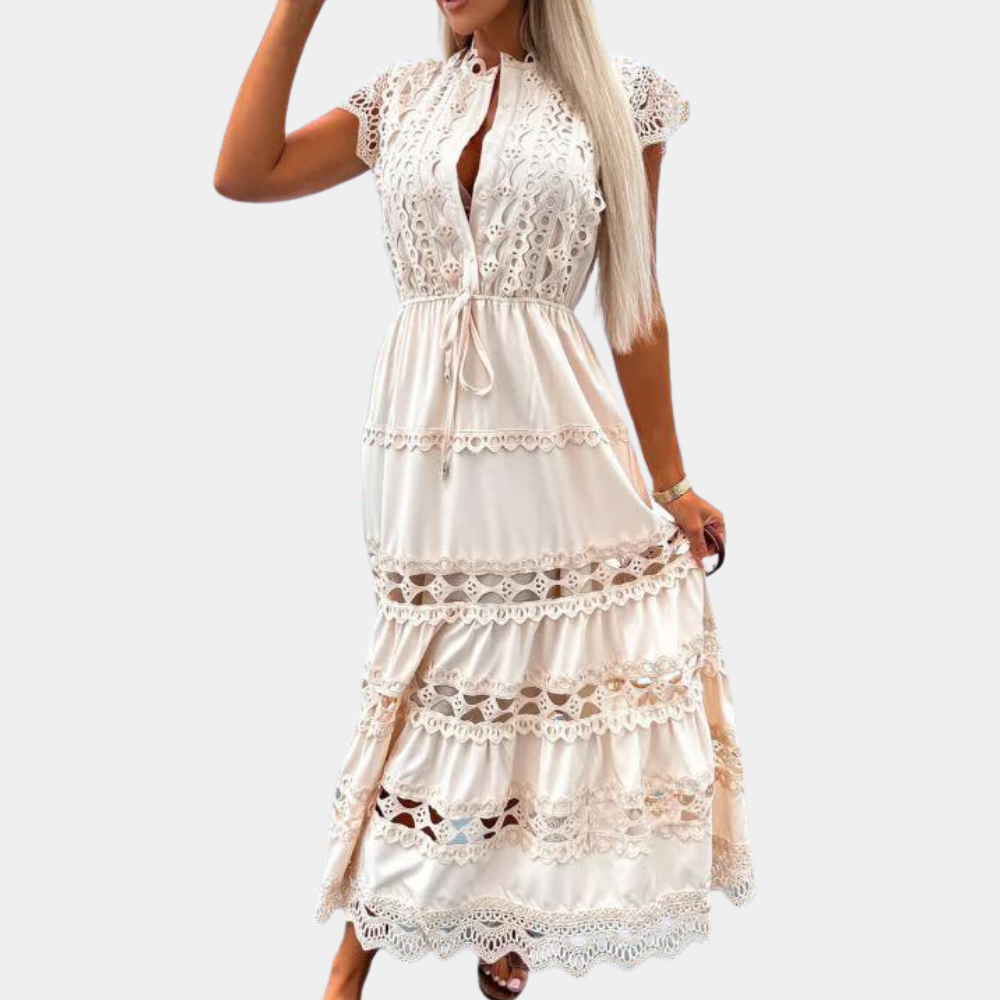 Elena - Lange Kanten Jurk - Flatterend Silhouet - Voor Dames - Perfect voor Speciale Gelegenheden
