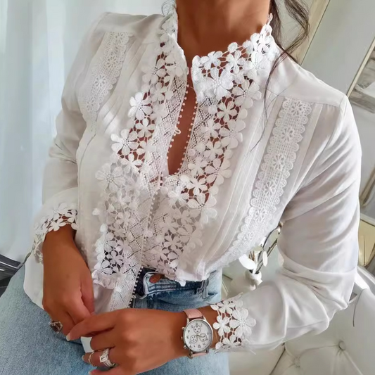 Lotte - Bloemencantik Blouse - Elegante Kantaccenten - Voor Dames - Lente/Zomer Collectie