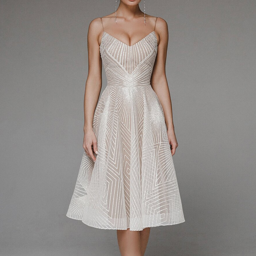 Isabella - Elegante Jurk - Open Rug met Spaghettibandjes - Voor Dames - Perfect voor Feestelijke Gelegenheden