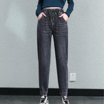 Bianca - Boyfriend Jeans - Verstelbaar Koord en Scheuren - Voor Dames - Perfect voor Casual Uitjes