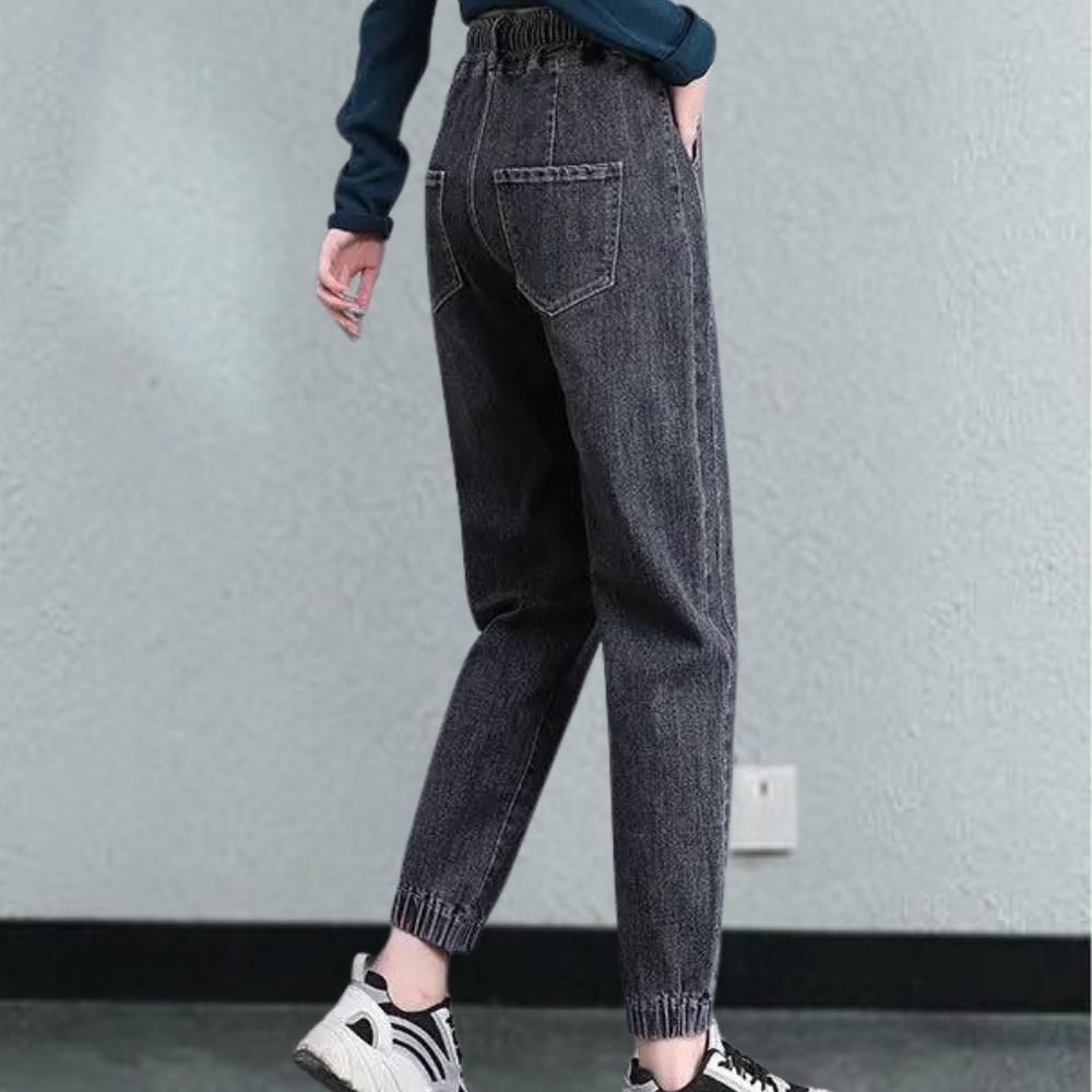 Bianca - Boyfriend Jeans - Verstelbaar Koord en Scheuren - Voor Dames - Perfect voor Casual Uitjes