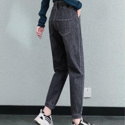 Bianca - Boyfriend Jeans - Verstelbaar Koord en Scheuren - Voor Dames - Perfect voor Casual Uitjes