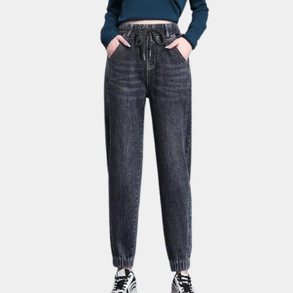 Bianca - Boyfriend Jeans - Verstelbaar Koord en Scheuren - Voor Dames - Perfect voor Casual Uitjes