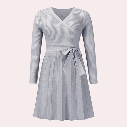 Livia - Midi Jurk met Plooien - Elegante V-hals - Voor Dames - Geschikt voor Elke Gelegenheid