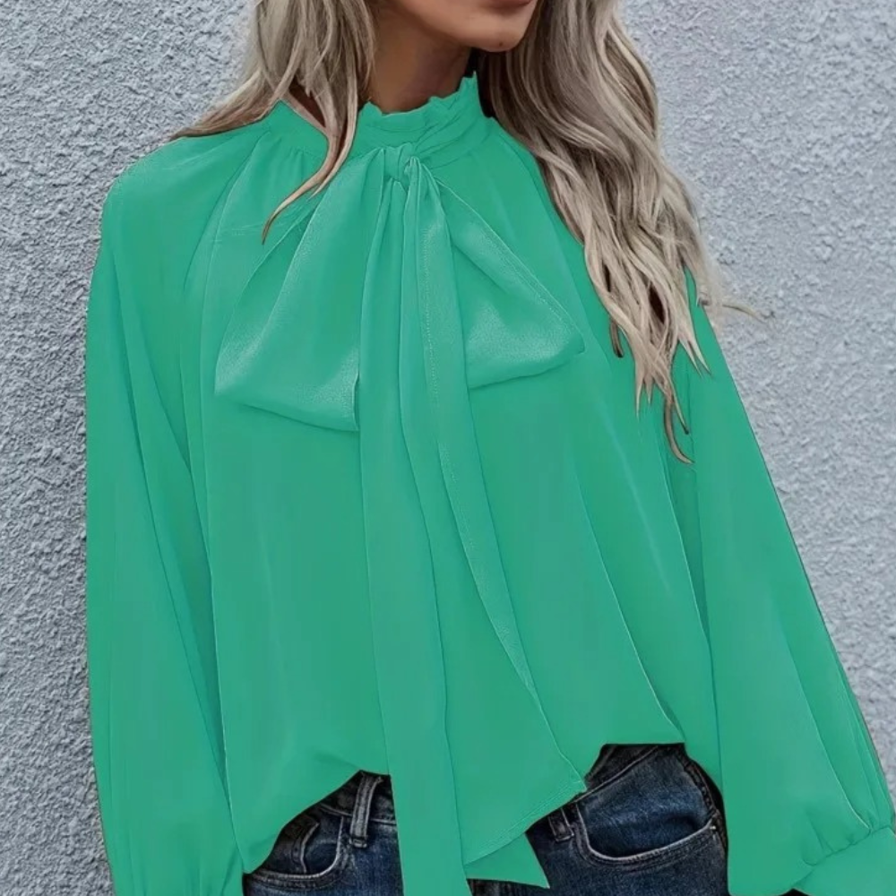 Eva - Verfijnde Blouse - Strikdetail voor Elegantie - Voor Dames - Perfect voor Elke Gelegenheid