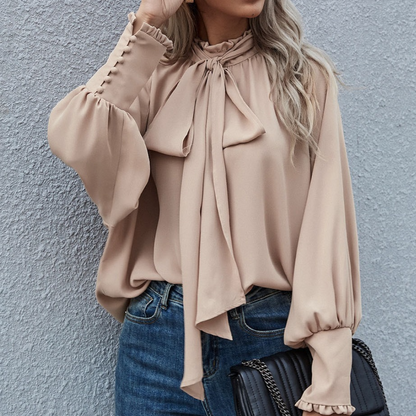 Eva - Verfijnde Blouse - Strikdetail voor Elegantie - Voor Dames - Perfect voor Elke Gelegenheid