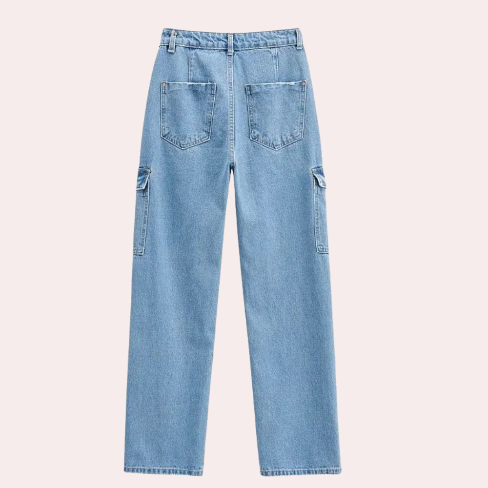 Livia - Cargobroek van Denim - Comfortabele Pasvorm - Voor Dames - Perfect voor Elke Gelegenheid