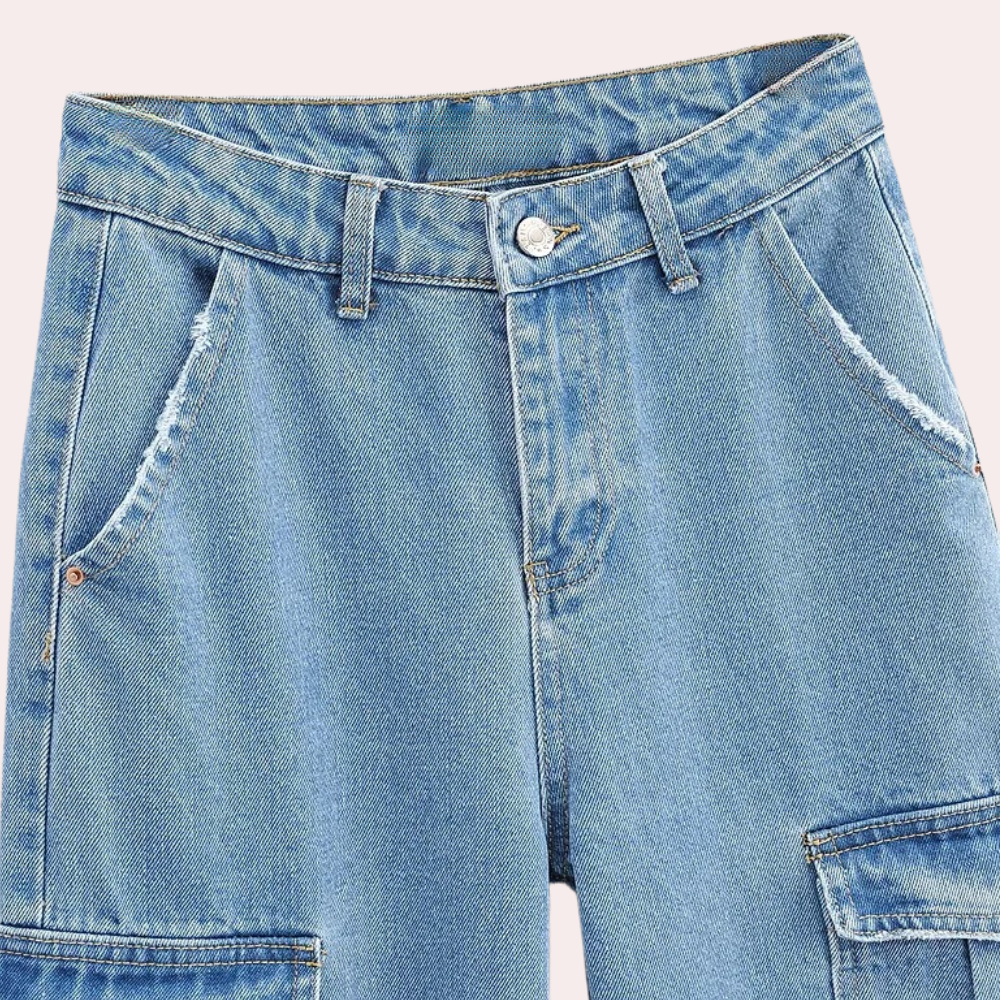 Livia - Cargobroek van Denim - Comfortabele Pasvorm - Voor Dames - Perfect voor Elke Gelegenheid