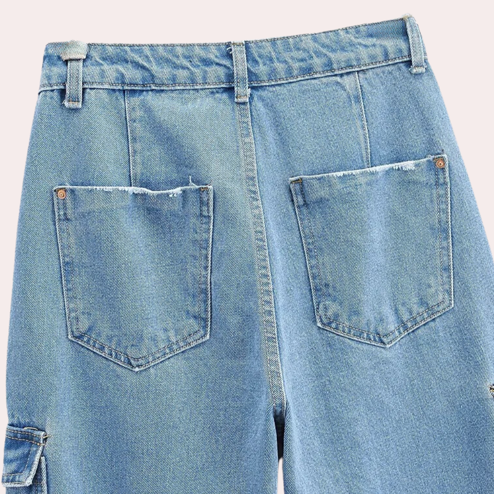 Livia - Cargobroek van Denim - Comfortabele Pasvorm - Voor Dames - Perfect voor Elke Gelegenheid