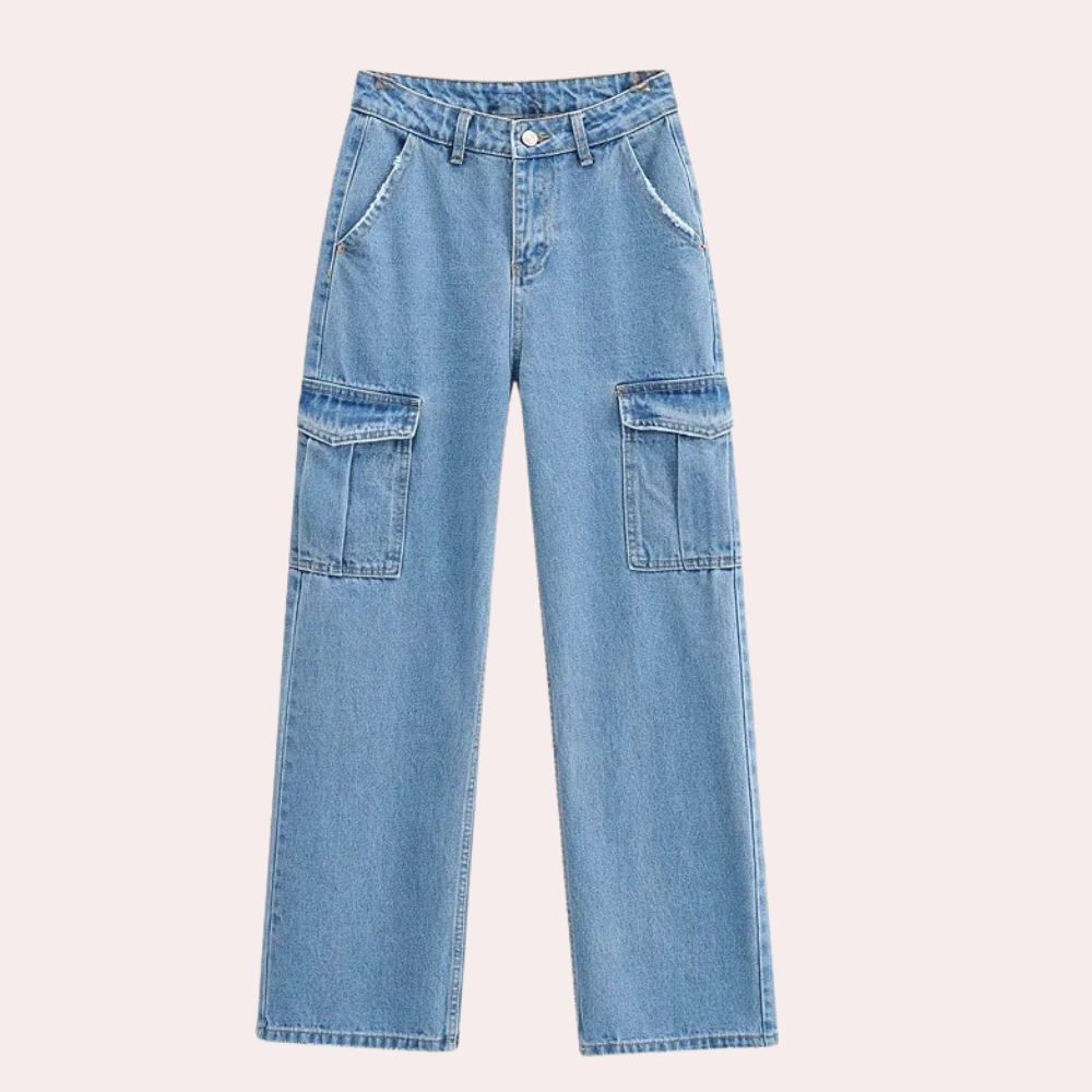 Livia - Cargobroek van Denim - Comfortabele Pasvorm - Voor Dames - Perfect voor Elke Gelegenheid