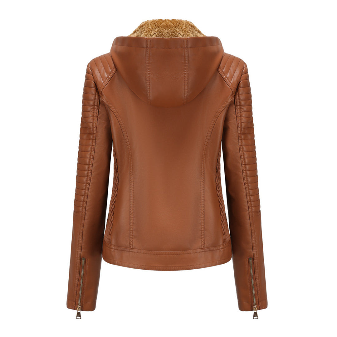 Livia - Leren Jas met Afneembare Capuchon - Tijdloos Elegant - Voor Dames - Herfst/Lente