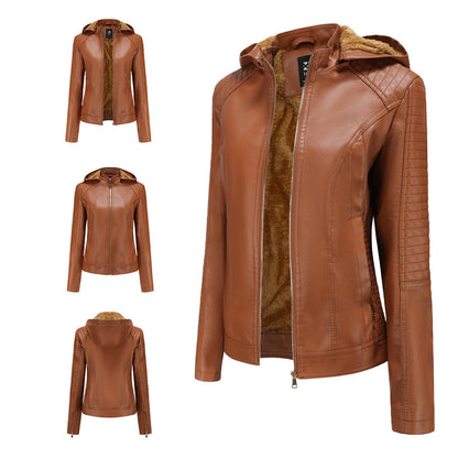 Livia - Leren Jas met Afneembare Capuchon - Tijdloos Elegant - Voor Dames - Herfst/Lente