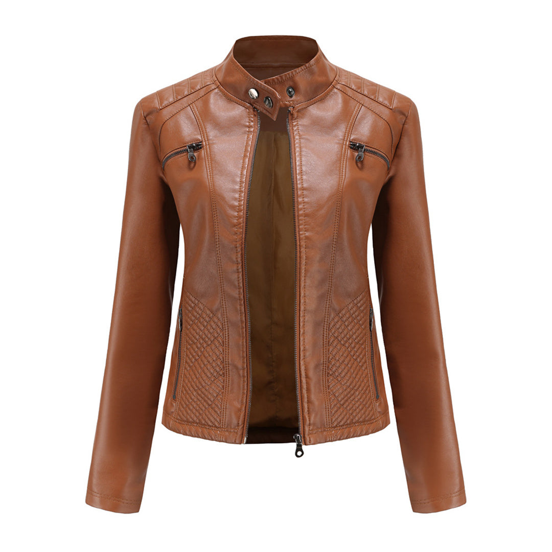 Isabella - Leren Bikerjack - Elegante Asymmetrische Rits - Voor Dames - Seizoensoverschrijdend