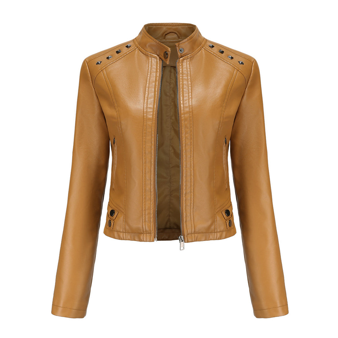 Isabelle - Leren Jas met Kraag en Rits - Elegante Look - Voor Dames - Perfect voor Elke Gelegenheid