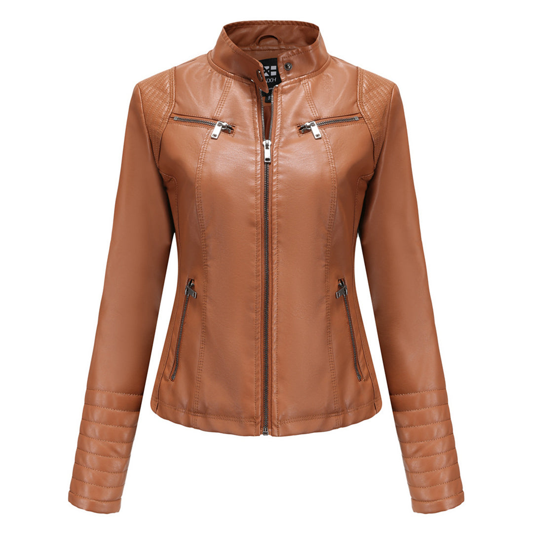 Elena - Leren Bikerjack - Elegant en Tijdloos - Voor Dames - Perfect voor Elke Gelegenheid