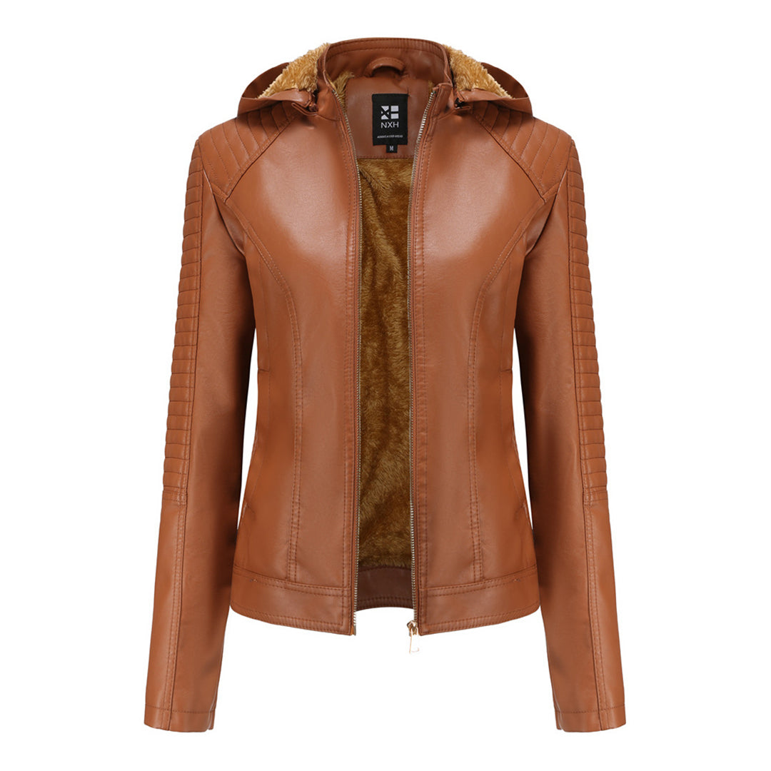 Livia - Leren Jas met Afneembare Capuchon - Tijdloos Elegant - Voor Dames - Herfst/Lente