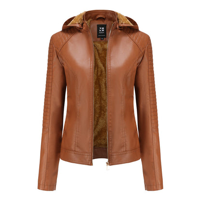 Livia - Leren Jas met Afneembare Capuchon - Tijdloos Elegant - Voor Dames - Herfst/Lente