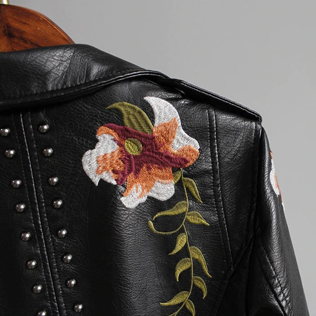 Luna - Leren Jas met Bloemenprint - Luxe en Functioneel - Voor Dames - Perfect voor elke Gelegenheid