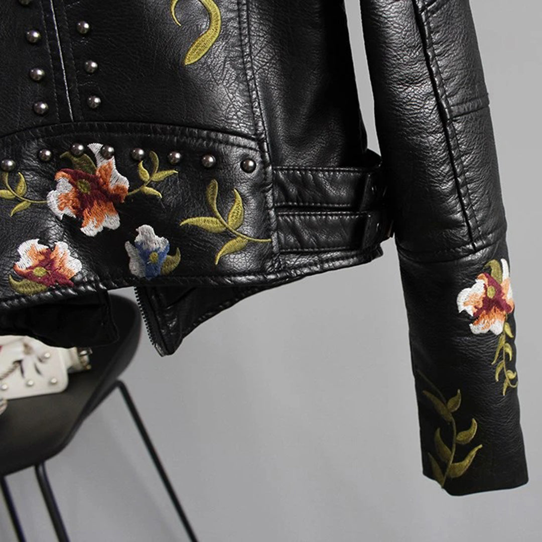 Luna - Leren Jas met Bloemenprint - Luxe en Functioneel - Voor Dames - Perfect voor elke Gelegenheid