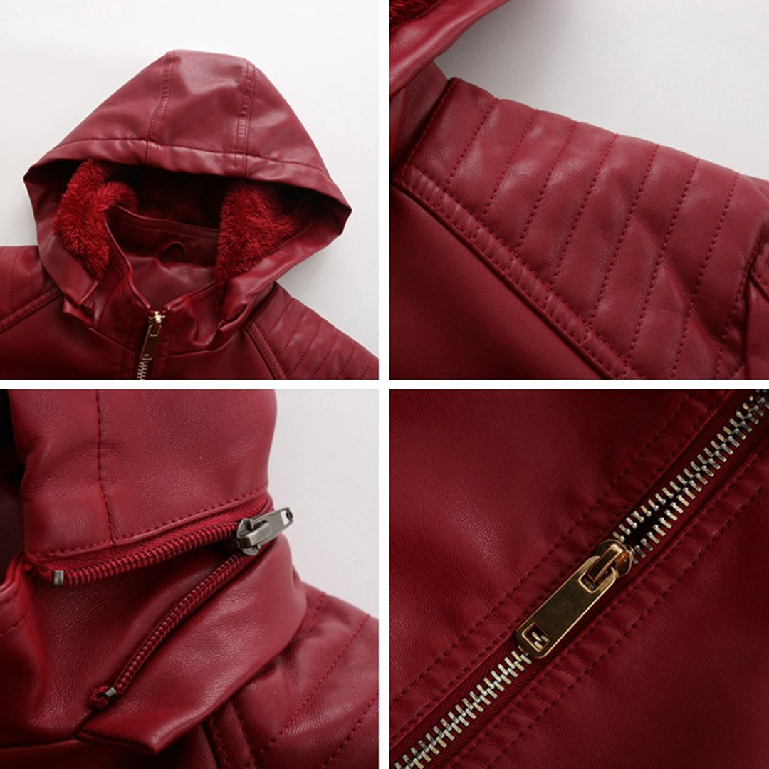Livia - Leren Jas met Afneembare Capuchon - Tijdloos Elegant - Voor Dames - Herfst/Lente
