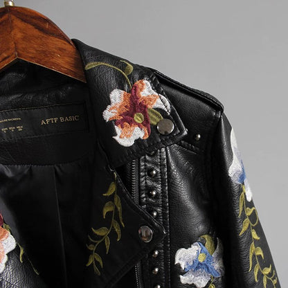 Luna - Leren Jas met Bloemenprint - Luxe en Functioneel - Voor Dames - Perfect voor elke Gelegenheid
