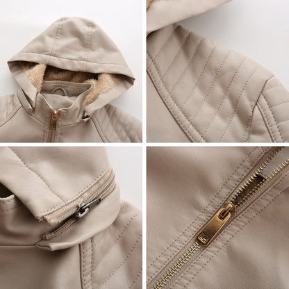 Livia - Leren Jas met Afneembare Capuchon - Tijdloos Elegant - Voor Dames - Herfst/Lente