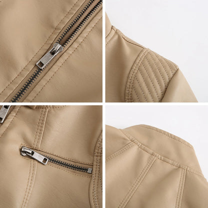 Elena - Leren Bikerjack - Elegant en Tijdloos - Voor Dames - Perfect voor Elke Gelegenheid