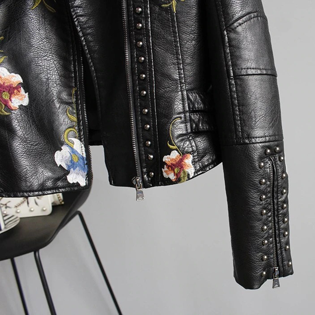 Luna - Leren Jas met Bloemenprint - Luxe en Functioneel - Voor Dames - Perfect voor elke Gelegenheid