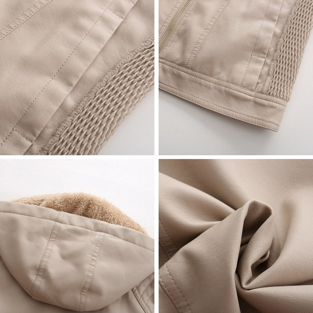 Livia - Leren Jas met Afneembare Capuchon - Tijdloos Elegant - Voor Dames - Herfst/Lente