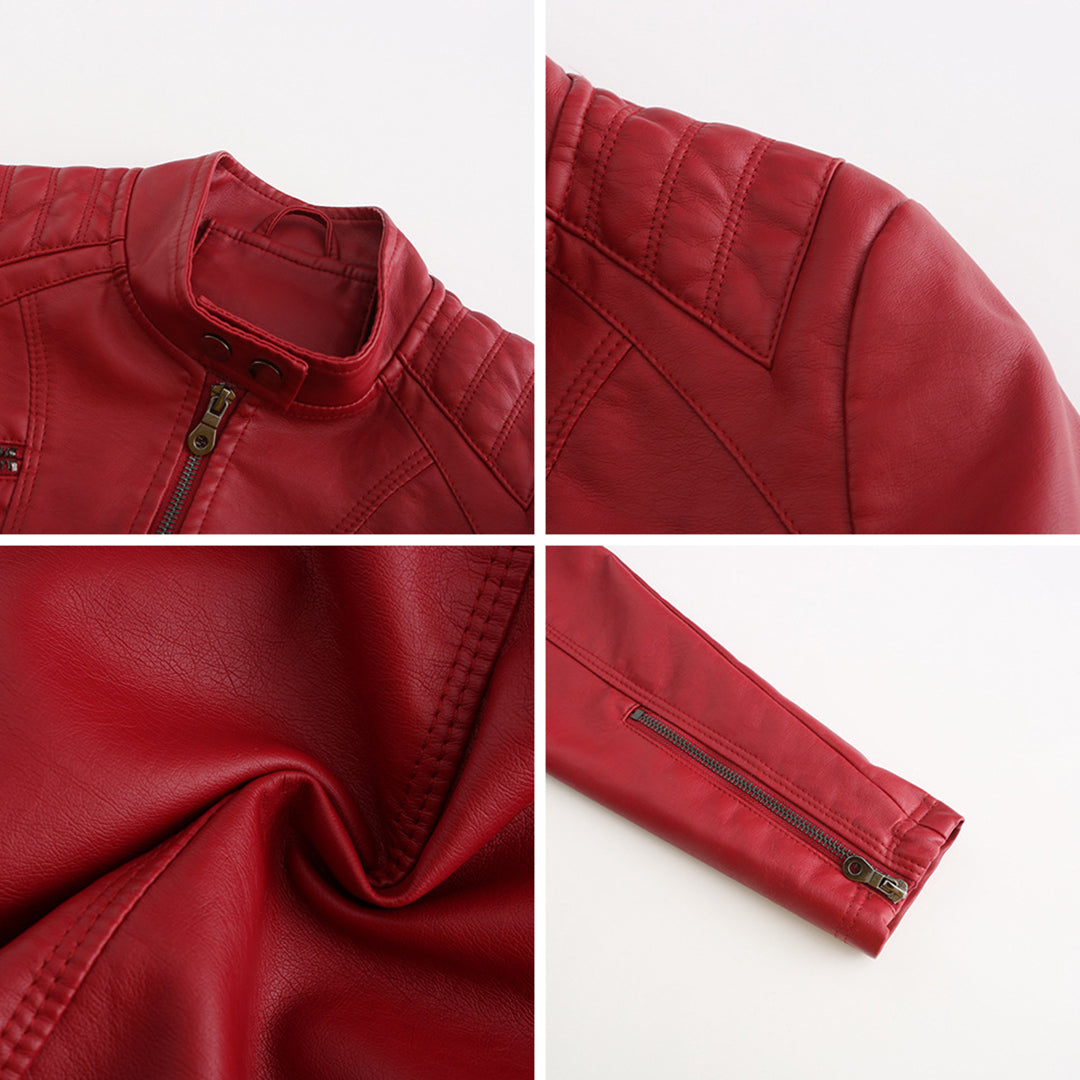 Isabella - Leren Bikerjack - Elegante Asymmetrische Rits - Voor Dames - Seizoensoverschrijdend