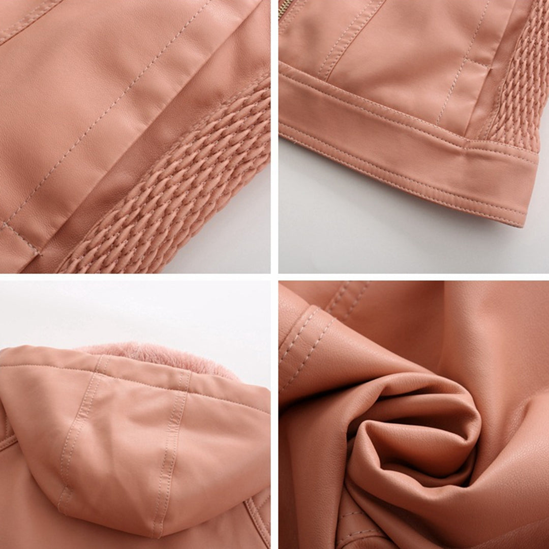 Livia - Leren Jas met Afneembare Capuchon - Tijdloos Elegant - Voor Dames - Herfst/Lente