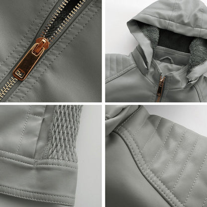 Livia - Leren Jas met Afneembare Capuchon - Tijdloos Elegant - Voor Dames - Herfst/Lente