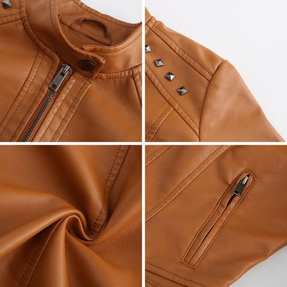 Isabelle - Leren Jas met Kraag en Rits - Elegante Look - Voor Dames - Perfect voor Elke Gelegenheid