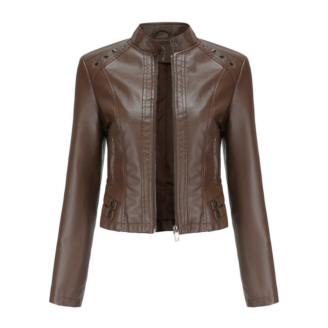 Isabelle - Leren Jas met Kraag en Rits - Elegante Look - Voor Dames - Perfect voor Elke Gelegenheid