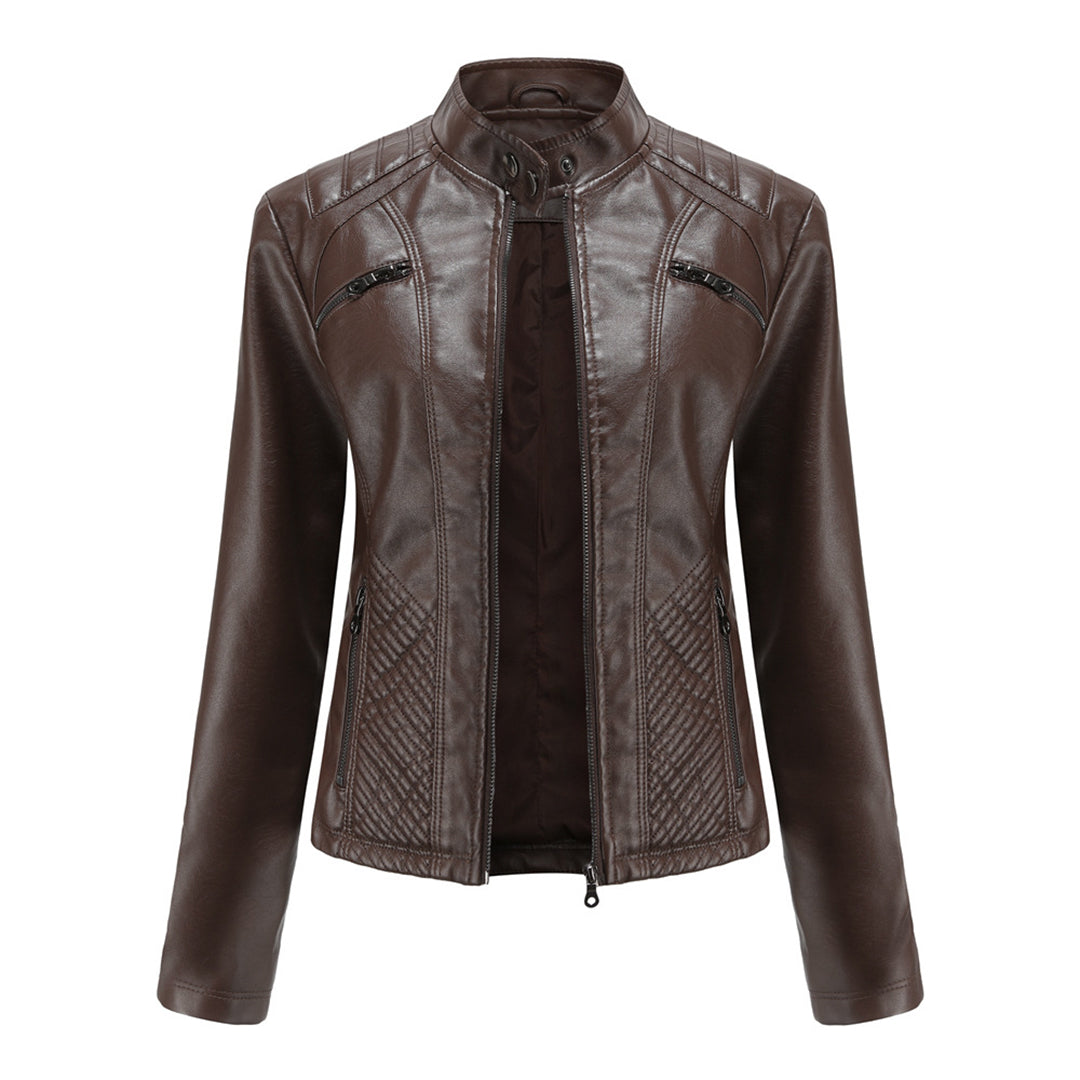 Isabella - Leren Bikerjack - Elegante Asymmetrische Rits - Voor Dames - Seizoensoverschrijdend