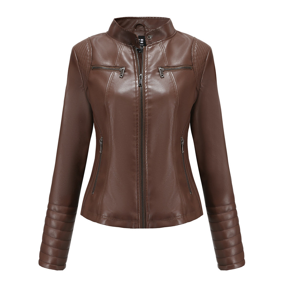 Elena - Leren Bikerjack - Elegant en Tijdloos - Voor Dames - Perfect voor Elke Gelegenheid