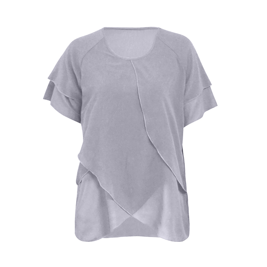 Sophie - Chiffon Blouse met Ruches - Elegante Asymmetrische Zoom - Voor Dames - Zomerlook