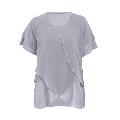 Sophie - Chiffon Blouse met Ruches - Elegante Asymmetrische Zoom - Voor Dames - Zomerlook