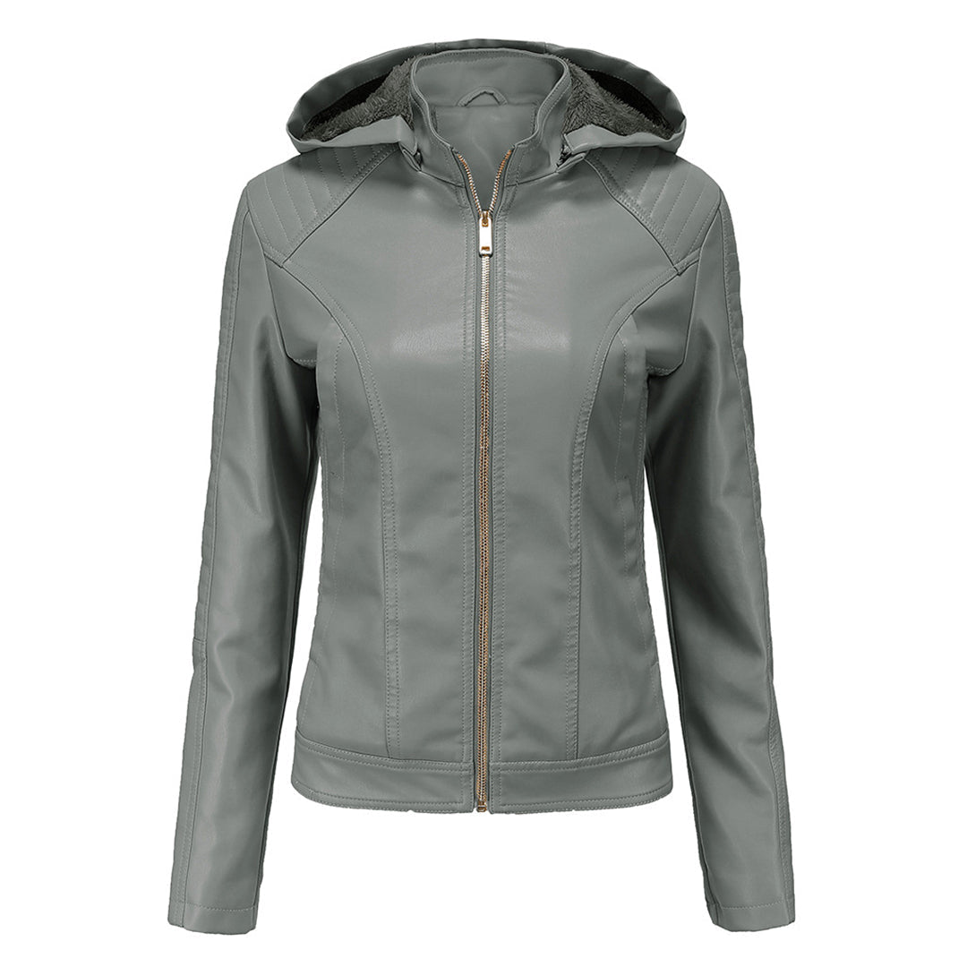 Livia - Leren Jas met Afneembare Capuchon - Tijdloos Elegant - Voor Dames - Herfst/Lente
