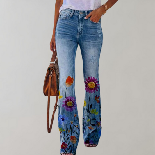 Freja - Flare Jeans met Prints - Uniek en Comfortabel - Voor Dames - Zomercollectie
