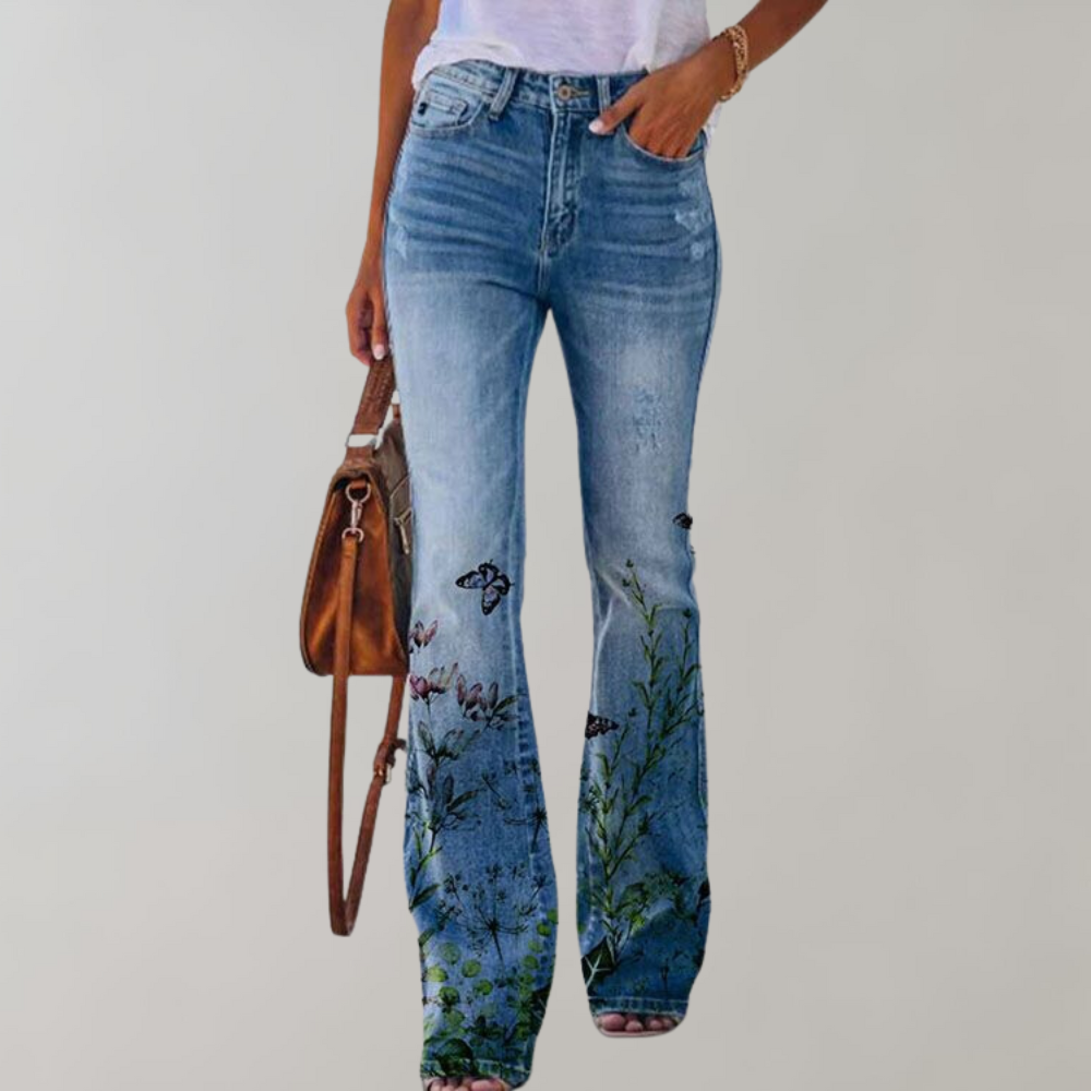 Freja - Flare Jeans met Prints - Uniek en Comfortabel - Voor Dames - Zomercollectie