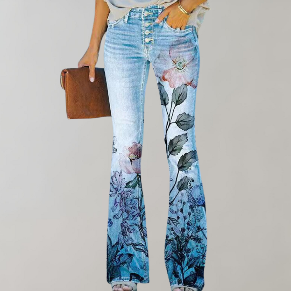 Freja - Flare Jeans met Prints - Uniek en Comfortabel - Voor Dames - Zomercollectie