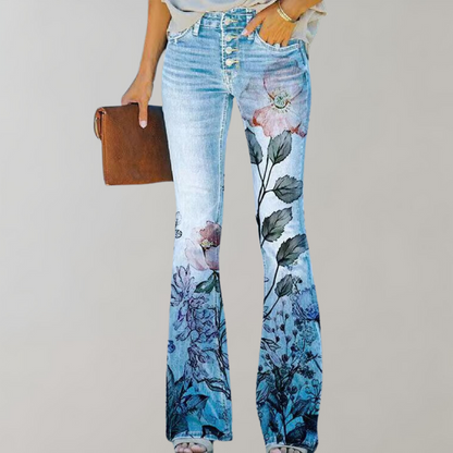 Freja - Flare Jeans met Prints - Uniek en Comfortabel - Voor Dames - Zomercollectie