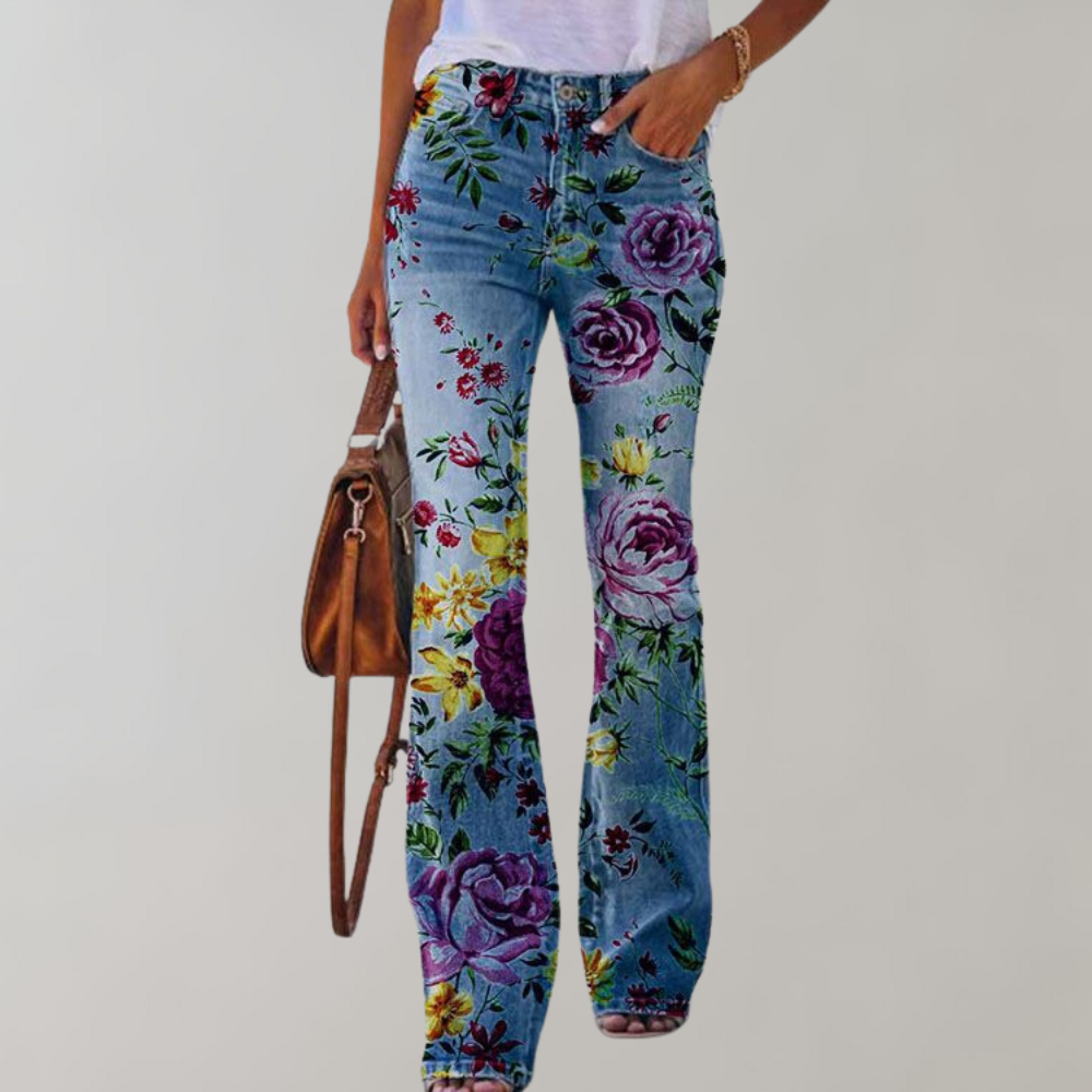 Freja - Flare Jeans met Prints - Uniek en Comfortabel - Voor Dames - Zomercollectie