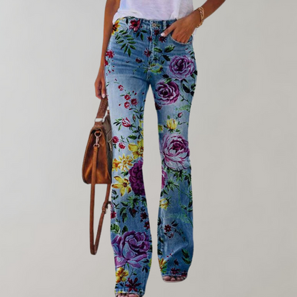 Freja - Flare Jeans met Prints - Uniek en Comfortabel - Voor Dames - Zomercollectie